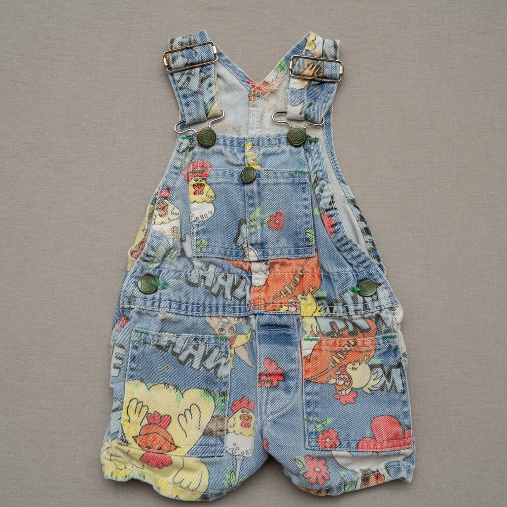 Vintage 70s Liberty Overall Hee Haw TV SHow Horse Rooster Character Print 18-24?